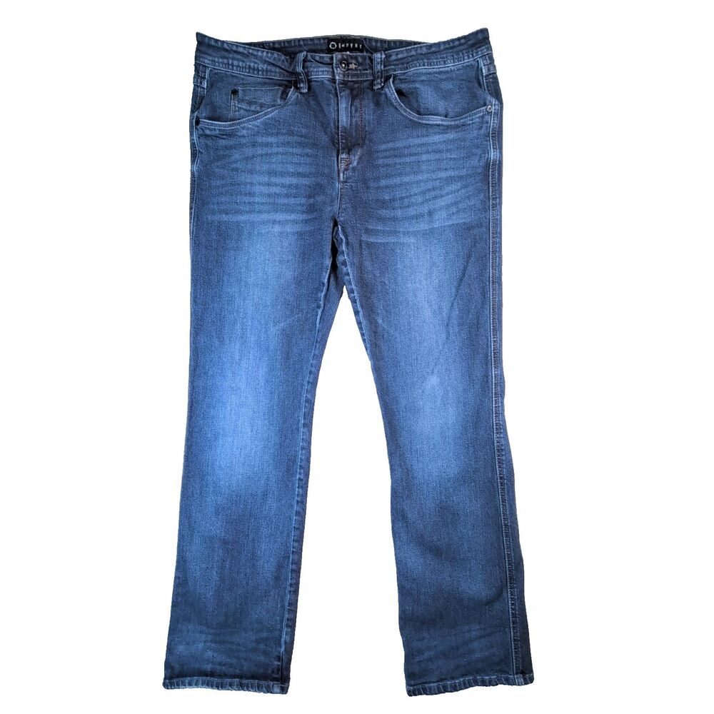 Empyre Jeans Womens Size 36 Y2k DarkWash Denim High Rise Whiskering Tab Pockets